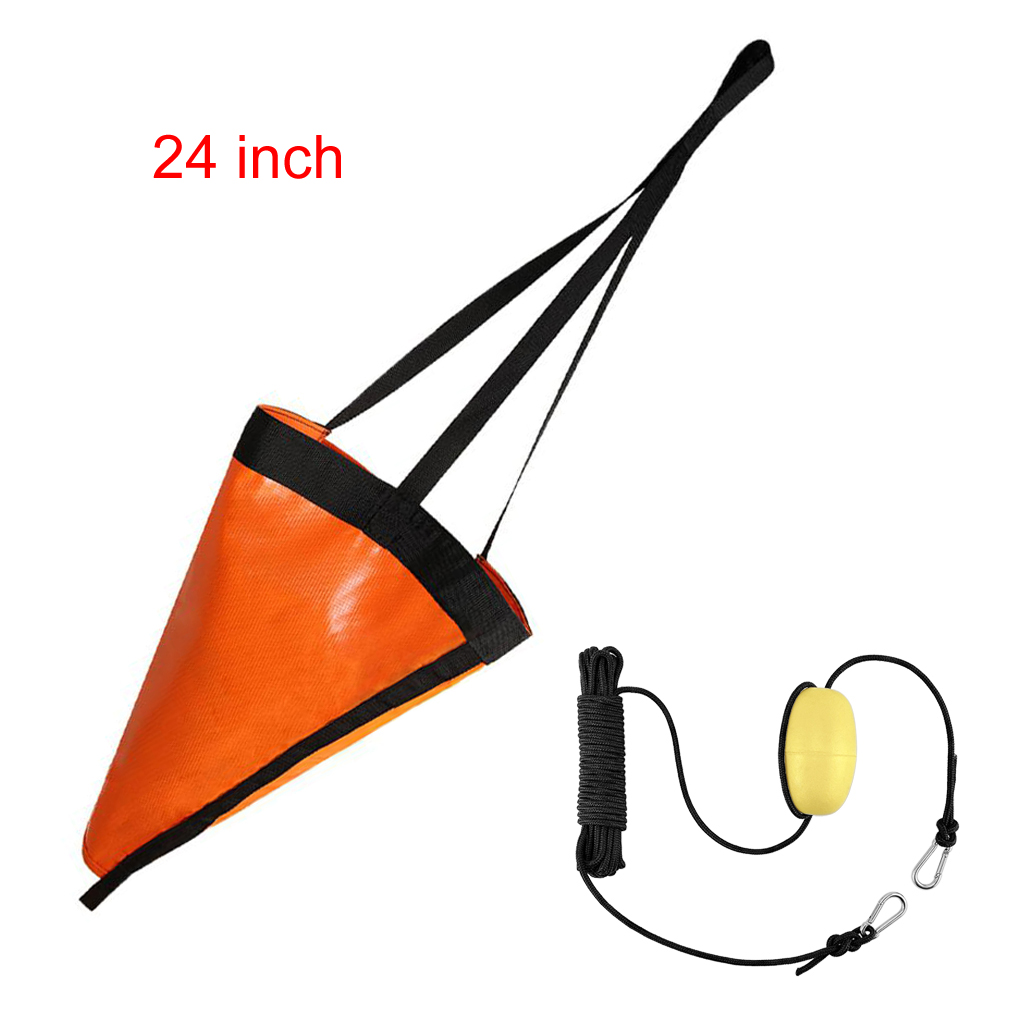 24 inch Marine PVC Sea Anchor Drift Anchor Kayak Canoe Boat Float Drogue Drifting Brake Rowing 30ft Retrieving Tow Throw Line: OrangeWithThrow Line