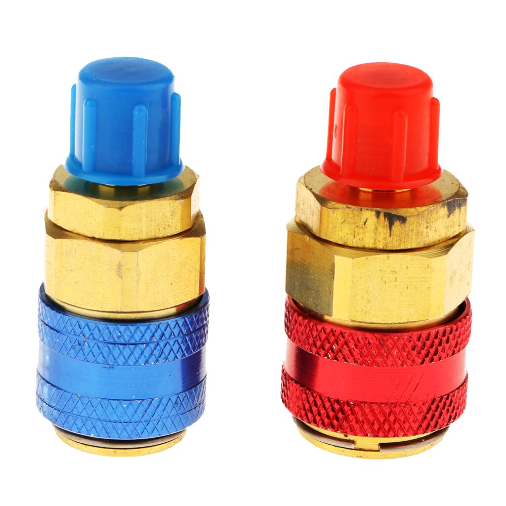 2Pcs R134A Adapter Fittings Hoge Lage Snelkoppeling Connector Ac Auto Airconditioner Manometer Slang Connector 1/4 Inch