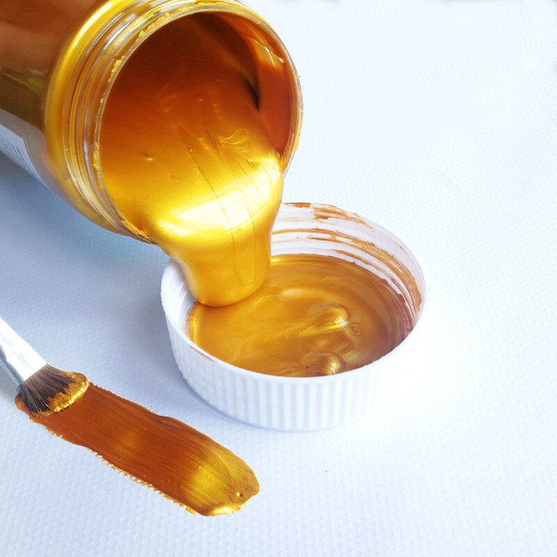 100/300ml Gold Paint Metallic acrylic paint,waterproof not faded for Statuary Coloring DIY hand painted graffiti Varnish Coating: Gold / 100ml