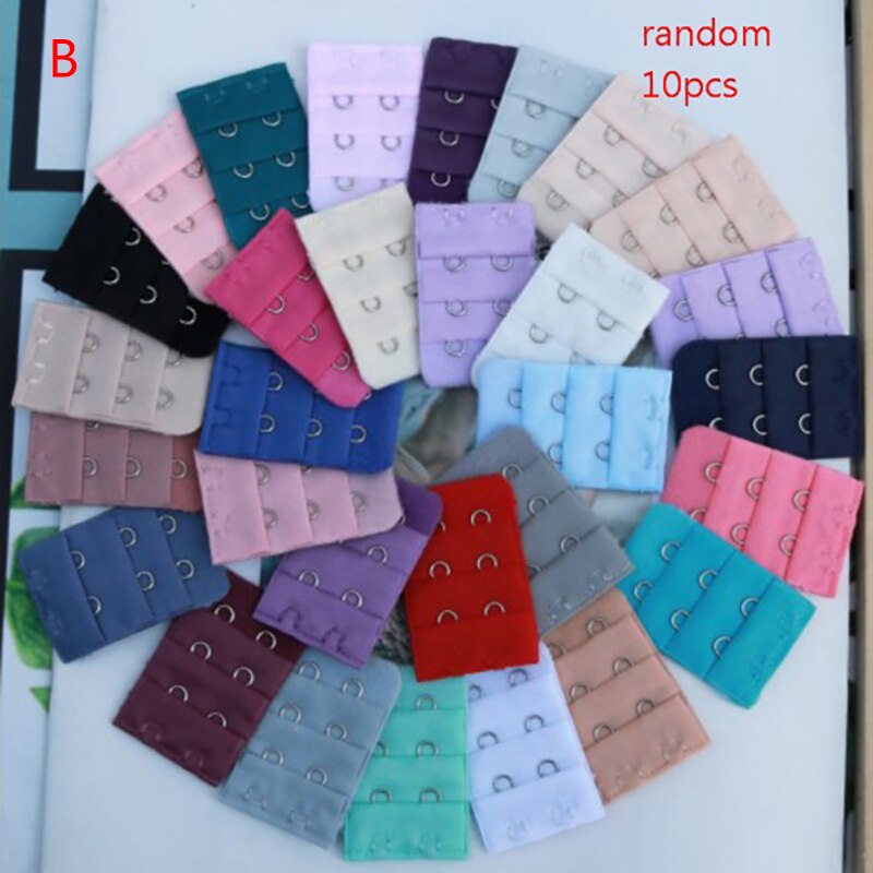 10Pc 3 Rijen 2 Haak Bra Extenders Strap Verstelbare Gesp Intimates Beha Accessoires Uitbreiding Strap Haak Clip Expander: 10pcs random