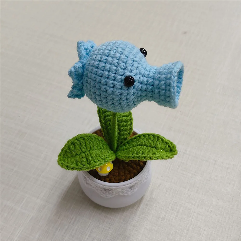 Pflanzen Zombies Handgestrickte Sonnenblume Erbse Blume Topfpflanze Schreibtisch Dekor für Heimat Sekretariat Ideale für Freund Tischdekoration