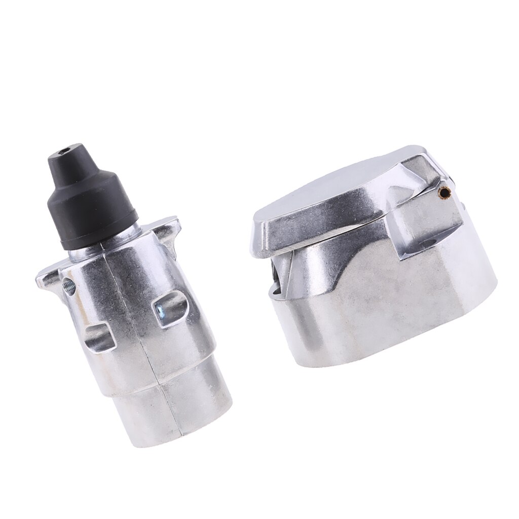 7 Pin Metal Trailer Plug &amp; Socket Caravan Towbar Wiring Towing Electrics