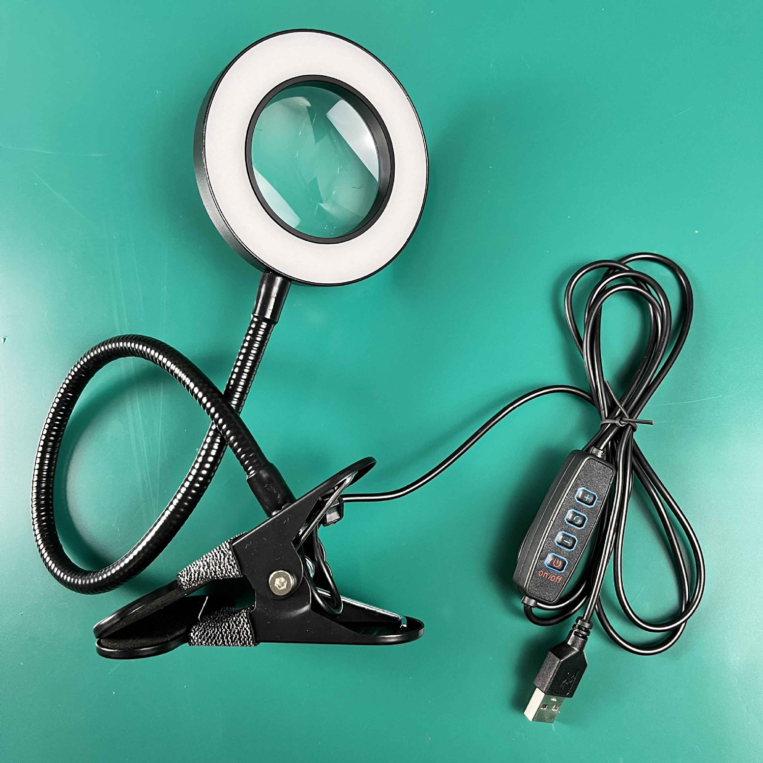 10-fache Clip-an-Schreibtischlampe, LED-Lupe mit Lampe, Nagelstudio, Sticklampe, tragbare Augenschutzlampe, Schwarz, Weiß, Silber
