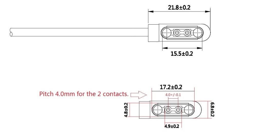 1 pcs Charging cable magnetic Pogo Pin Connector 2 Pin 4.0 mm Pitch Adapter USB A Connector Male 60 cm Length Magnet charge