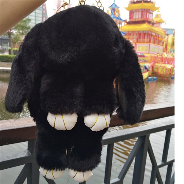 Mode Vrouwelijke Konijn Tas Imitatie Bont Messenger Portemonnee Portemonnee Keten Schoudertas Dames Handtas: black