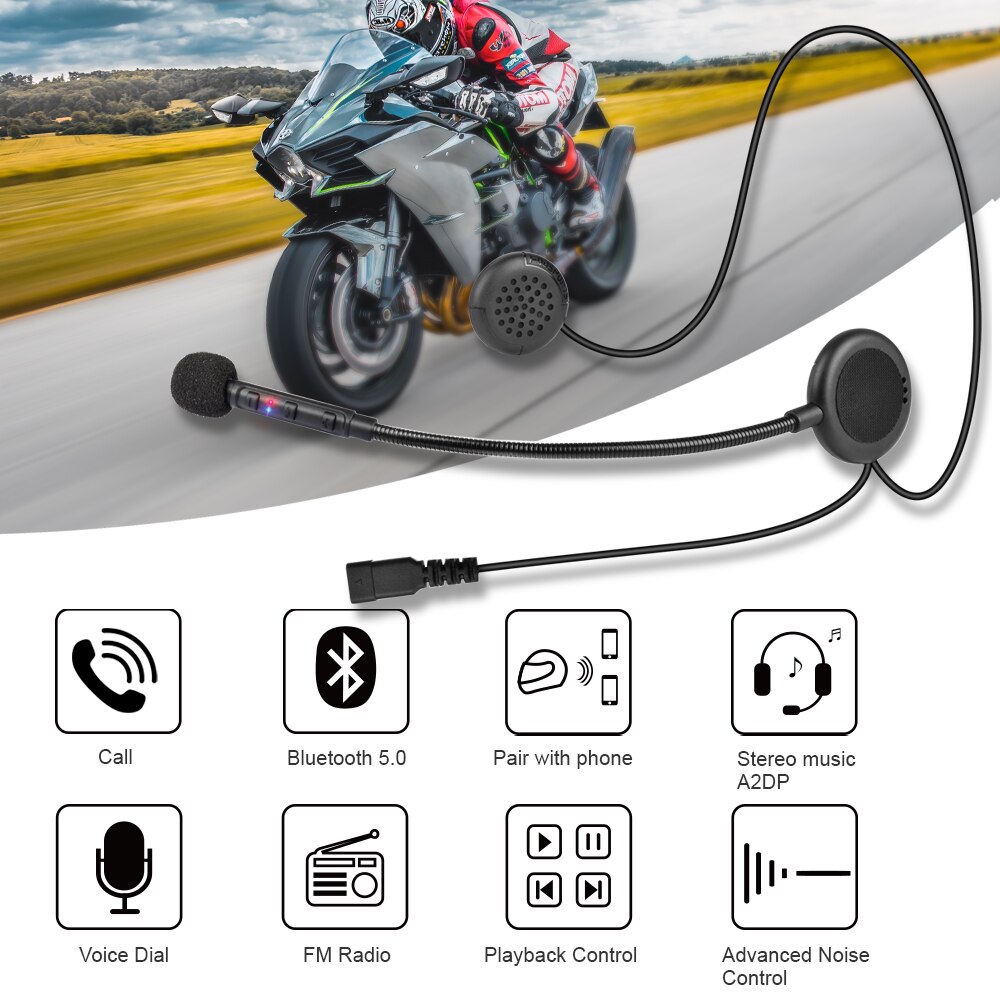 Fodsports F1 Moto Rcycle Helm Headset Moto Stereo Draadloze Bluetooth Hoofdtelefoon Bt 5.0 Met Fm Headset Stereo Muziek A2DP Speaker