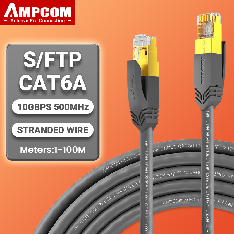 AMPCOM cat6a Ethernet Cable, Internet Network LAN Patch Cords, High Speed Computer Wire Rj45 Connectors for Router Modem: green / <=0.8m