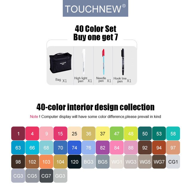 Touchfive Marker 30/40/60/80 Farben Kunst Marker Set Fettige Alkohol Basierend Skizze Marker Stift für künstler Zeichnung Manga Animation