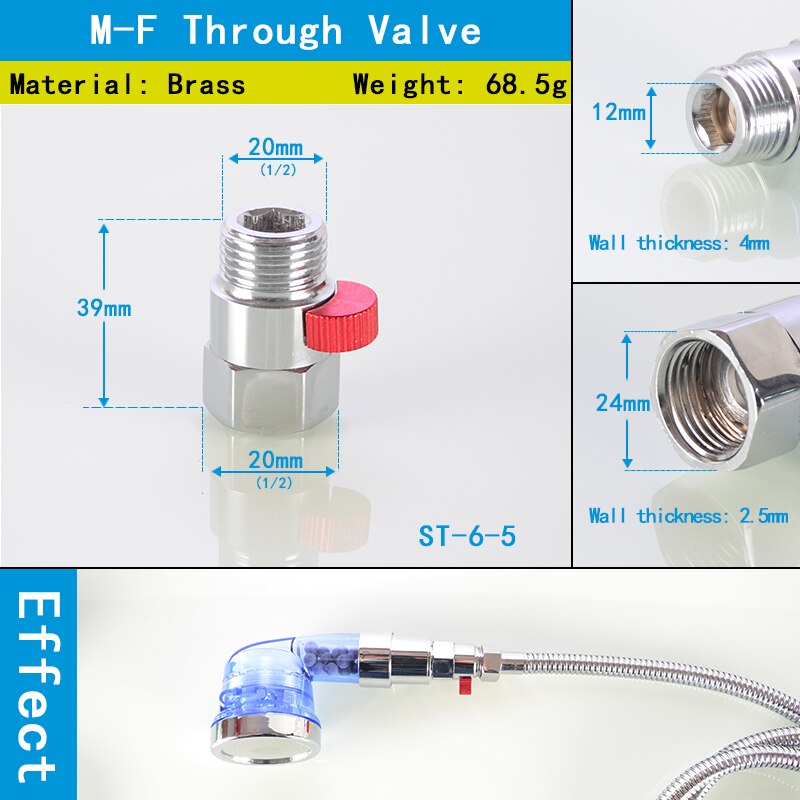 Brass Ultra-Short Mini Male And Female Threaded Angle Valve Shower Nozzle Quick Switch Hose 1/2'' BSP Straight Water Stop Valve: NO.2