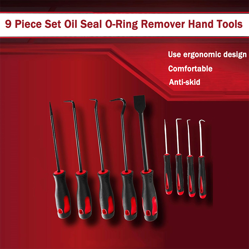 Juego de 9 piezas de removedor de juntas tóricas de sello de aceite, herramientas manuales, extractor de gancho de selección de coche, limpieza de piedra de neumáticos, herramientas de mantenimiento automotriz