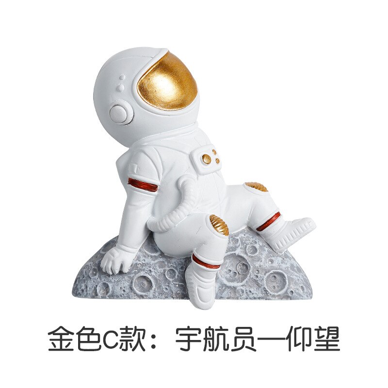 Astronaut switch indsæt astronaut socket dekoration klistermærke familie vægklistermærke moon resin 3d stereo socket klistermærke: Guld c