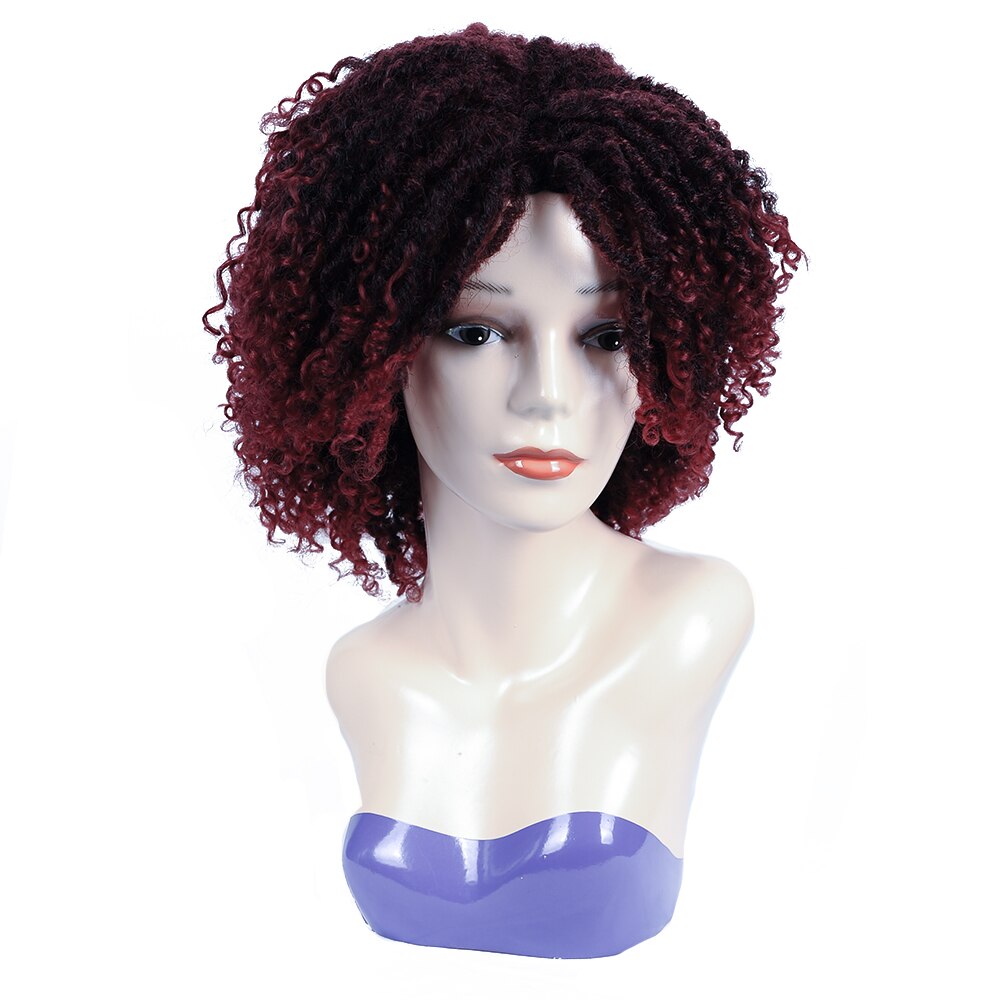 Goddess Faux Locs Crochet Hair Wig Long Dread lock Wigs for Black Women Natural Synthetic Crochet Curly Locs Braided Wigs Brown: T1B/Burgundy