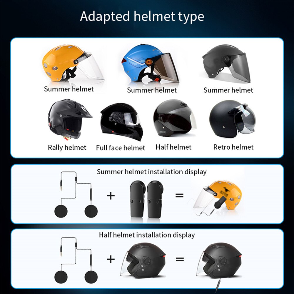 3.5Mm Plug Motorhelm Headset Stereo Helm Oortelefoon Dual Speakers Gevlochten Oordopjes Platte Hoofdband Koptelefoon