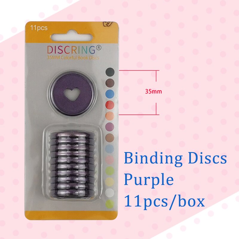11pcs/1box Colour Mushroom Hole 35mm Plastic Matte Binding Discs Notebook Binder Ring Discs Button Planner Binder DIY Scrapbook: Purple