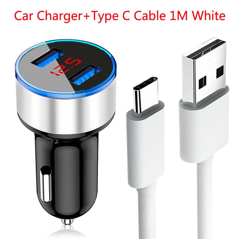 Auto Fast Charger Type C Usb Kabel Voor Samsung S21 S20 S10 S9 Plus A22 A32 A42 A52 A72 5G F42 F62 Type C Usb Car Charger Cable: Charger Cable Whire