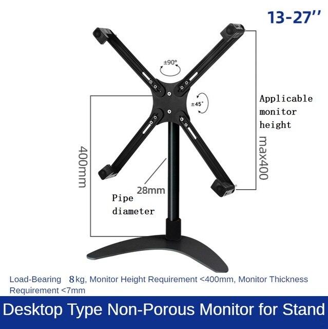 HILLPORT No Mounting Vesa Hole Monitor Desk Stand Accessory 13-27" LCD LED Full Motion Monitor Arm Mount Bracket TV Mount Stand: DZ22 XL101