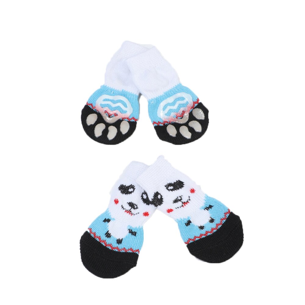 Winter 4pcs/set Puppy Kitten Socks Cute Non-Slip Dogs Cats Socks Indoor Warm Pet Shoes for Chihuahua Small Dog Accessories Stuff: black white / M