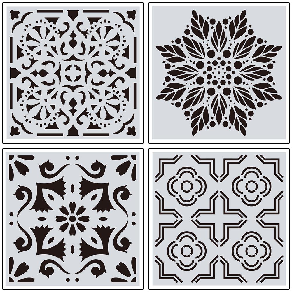 16Pcs Painting Drawing Stencils Mandala Template For Stones Floor Wall Tile Fabric Wood Burning Art&Craft Supplies -Reuseable