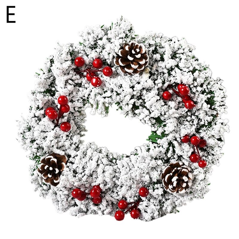 Christmas Wreath Artificial Pinecone Red Berries Garland Hanging Front Door Wall DIY Hanging Weaved Garlands Year: 5