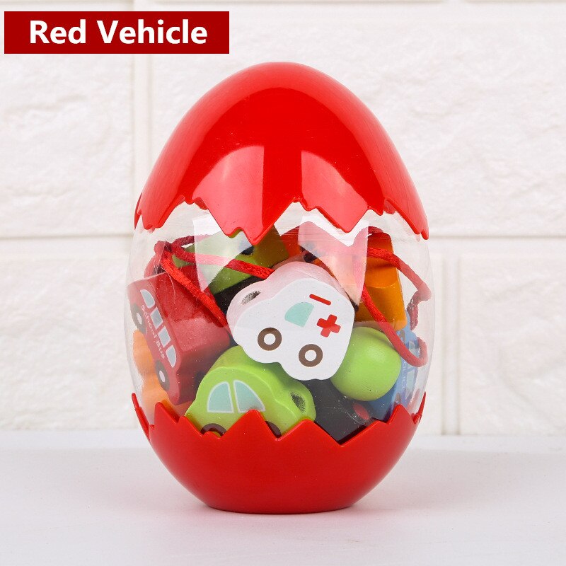 Dinosaur Egg Wooden Beaded Young Children Digital Traffic Wood Bead Toy Play House DIY Handmade Pretend Early Educational Toy: A  Vehicle