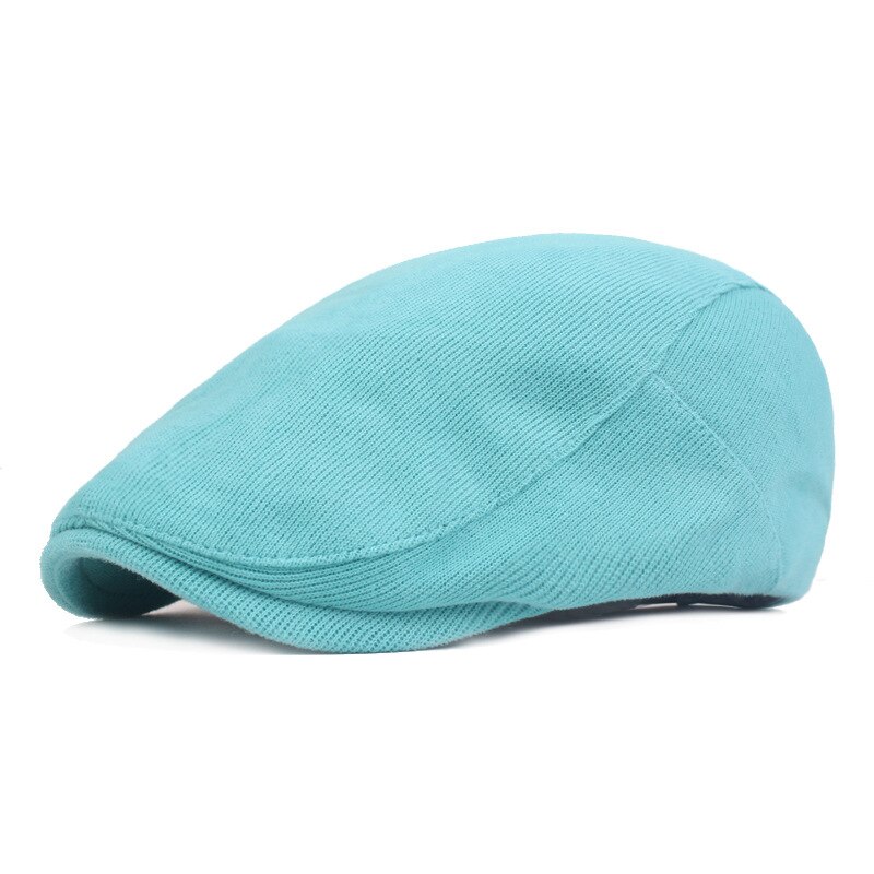 SLECKTON Newsboy Cap for Men Winter Knitting Beret Hat Herringbone Caps Adjustable Hats Dad Hats Casquette Gorras: Light Blue