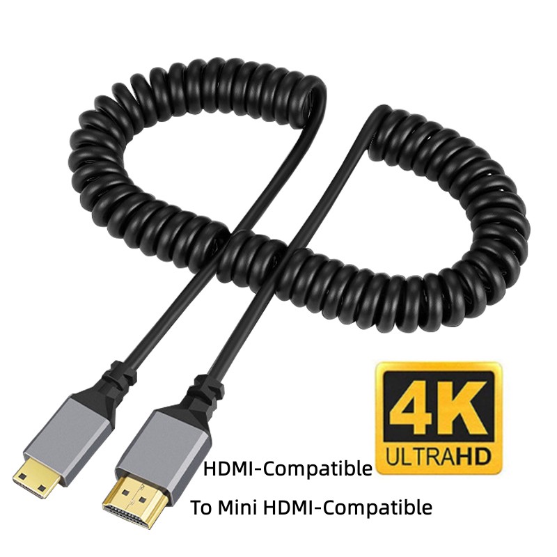 4K @ 60HZ 0,5-2,4 M Compatible con HDMI a HD/MINI HD/Micro HD/extensión en espiral Cable espiral Flexible Cable de enchufe macho a macho para HDT