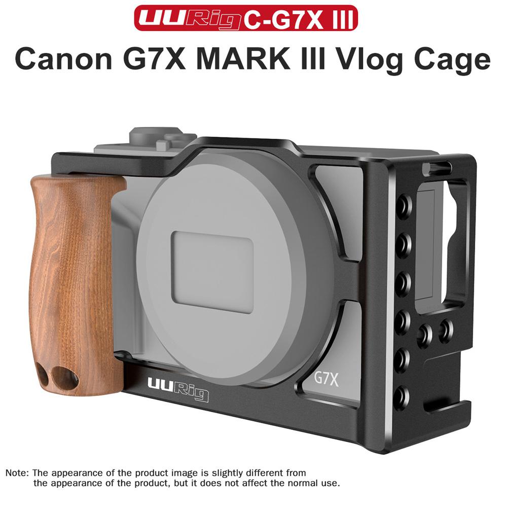 Xianjia Uurig Koude Shoe Mount Voor Canon G7X Mark Iii Camera C-G7XMarkIII Kooi Rig Frame Case Stabilizer Houten Handvat Hand grip: Default Title