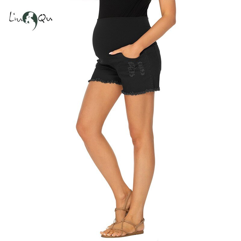 Gravide kvinders shorts gravidshorts sommer graviditet afslappede korte bukser fritid komfort sport løse shorts jeans feminino