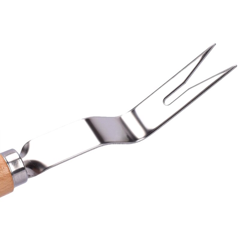 Stainless Steel Manual Weeder Fork Wood Handle Garden Transplanting Digging Loose Soil Garden Tools Hand Fork