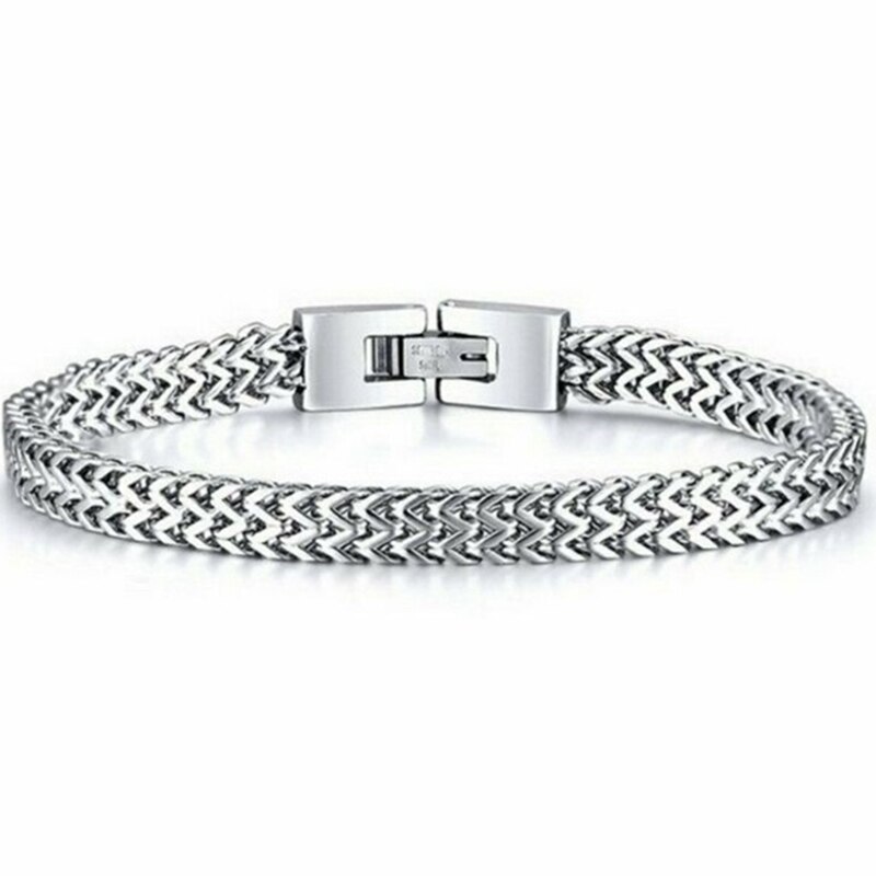 Pulsera de los hombres de acero inoxidable de buena para hombre pulsera hombres de cadena de serpiente en la mano del hombre pulseras de cadena: SV1