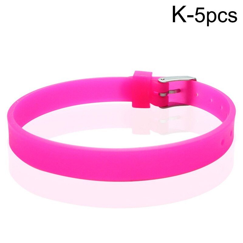 5pcs Silicone Wristband Bracelet Casual Bangles Wrist Band Sports Jogger Running Adjustable Jewelry Accessories: K