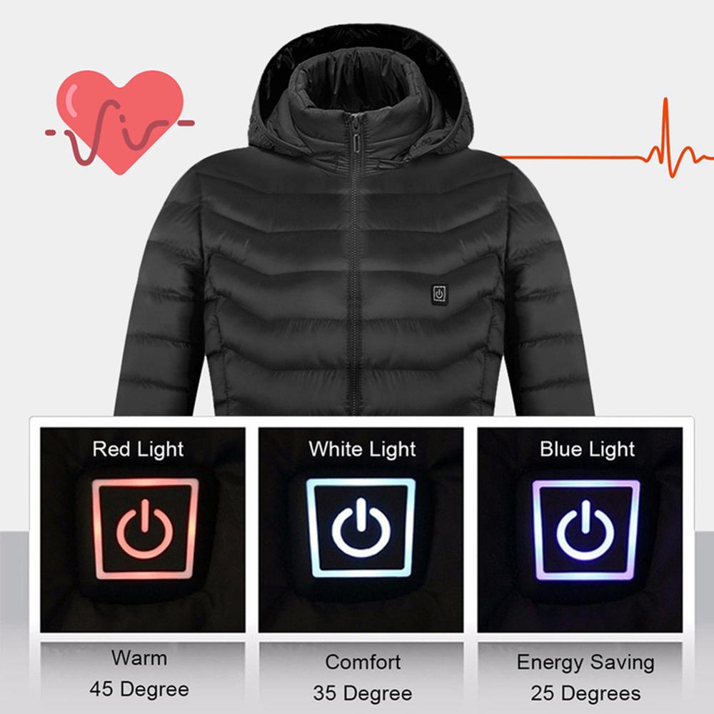 Chaqueta térmica de invierno para exteriores chaleco eléctrico calentador USB, ropa térmica de invierno, pluma, Camping, senderismo, chaqueta térmica cálida para esquiar