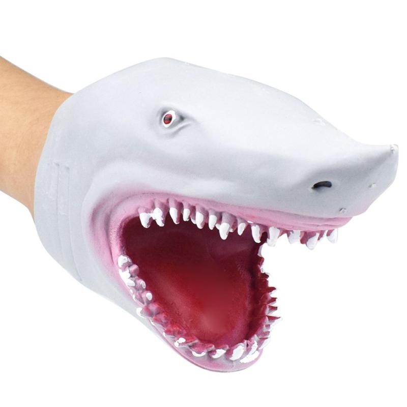 de modelismo tiburón de mano marionetas de guantes vinilo PVC suave Animal figura cabeza vívidamente los niños de juguete
