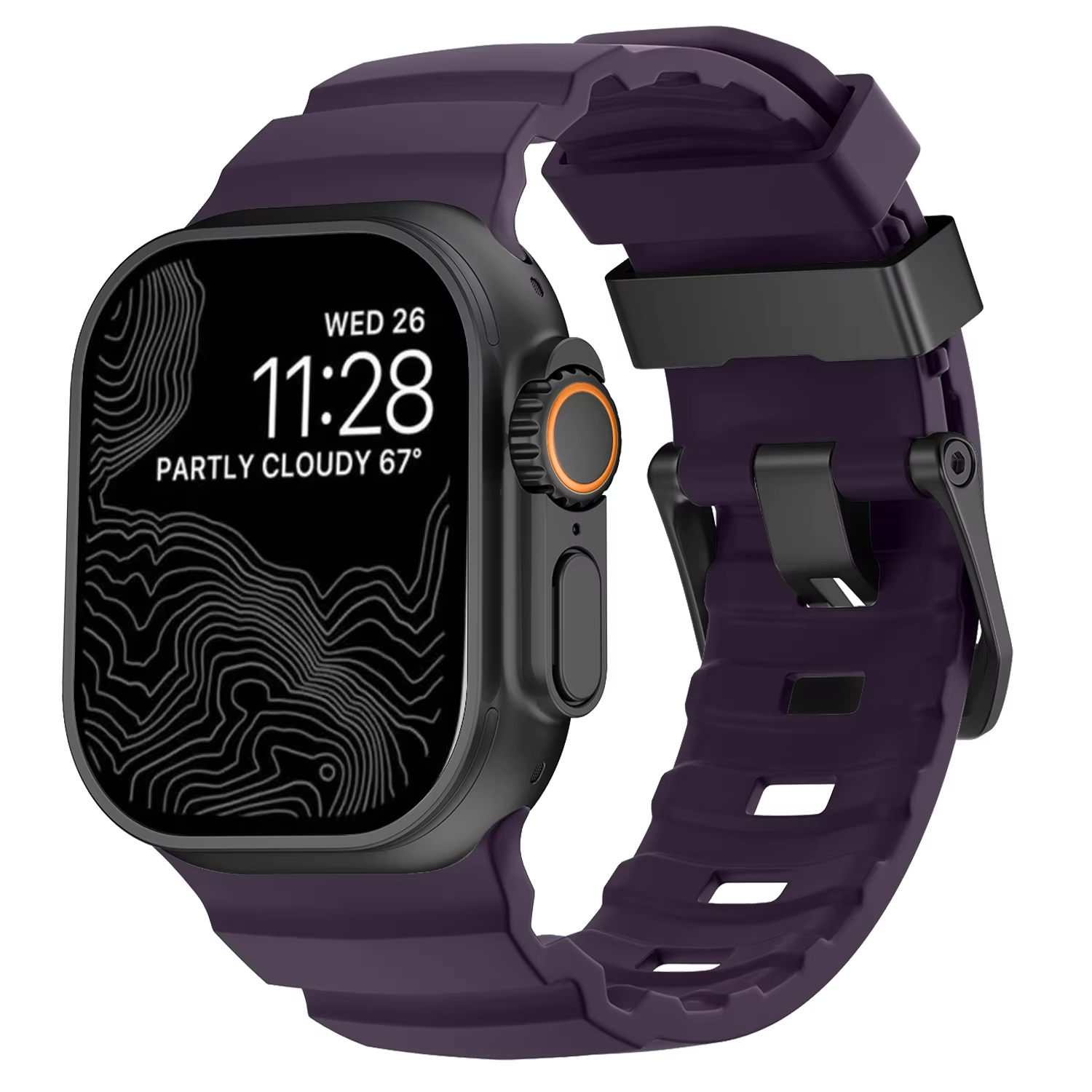 Silikonerem til apple watch ultra 2 band 49mm bælte correa sport armbånd iwatch serie 987653 se 10 46mm 42mm 44mm 45mm remme: Røgfarvet lilla