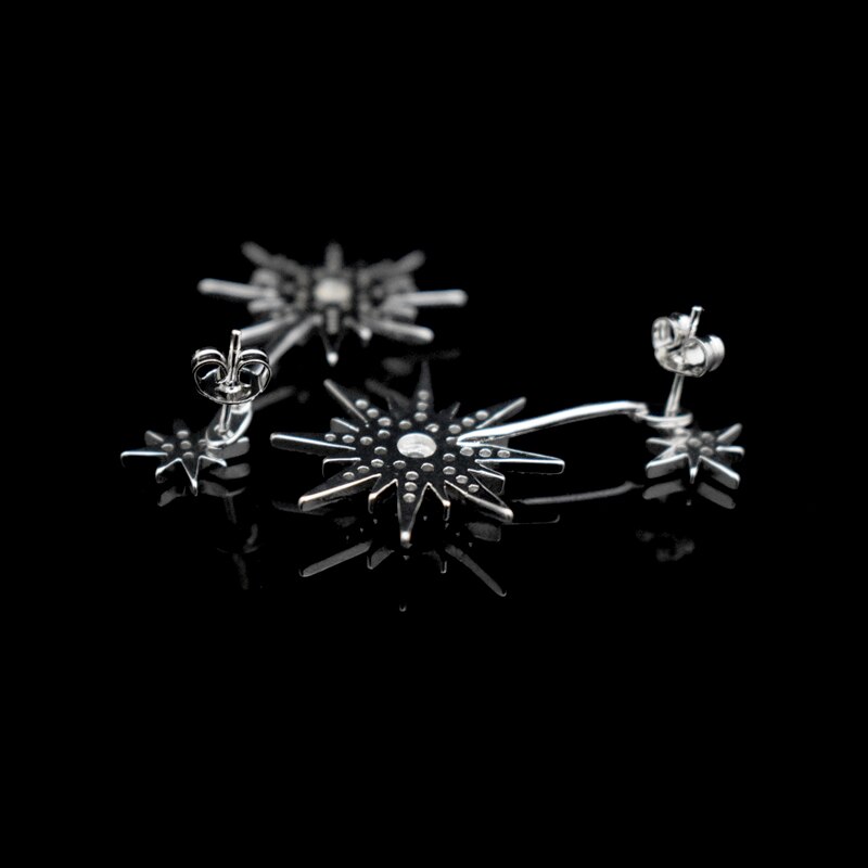Newest 925 Sterling Silver Snowflake Long Earrings Cubic Zirconia Earring Ear Stud For Women Jewelry Christmas