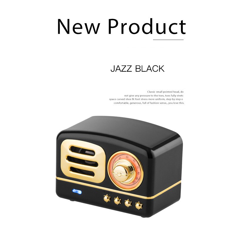 Retro Bluetooth Speaker Radio Portable Mini Wood Grain Subwoofer Plug In Card Mobile Phone Mini Audio: Black