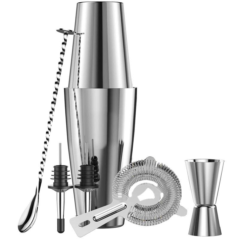 Cocktail Shaker Set, Kollea Cocktail Shaker with Strainer, 6-Piece Stainless Steel Bar Set Bartender Mixer Kits: Default Title