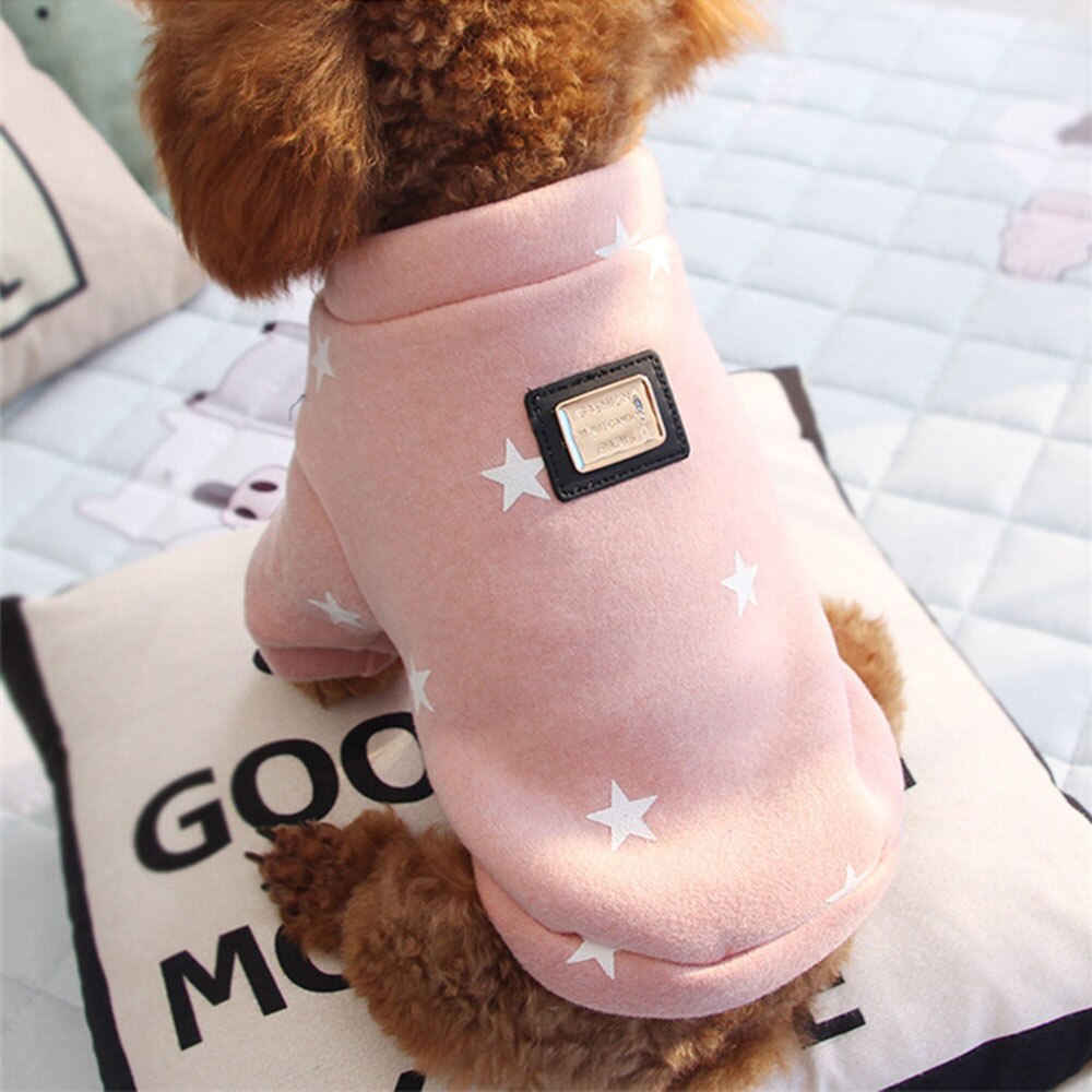 Sudadera de algodón con estampado de estrellas para mascota, suéter para perros pequeños, gatos, niño y niña, cuello redondo, abrigo suave y cálido para perro, chaqueta, ropa para cachorros