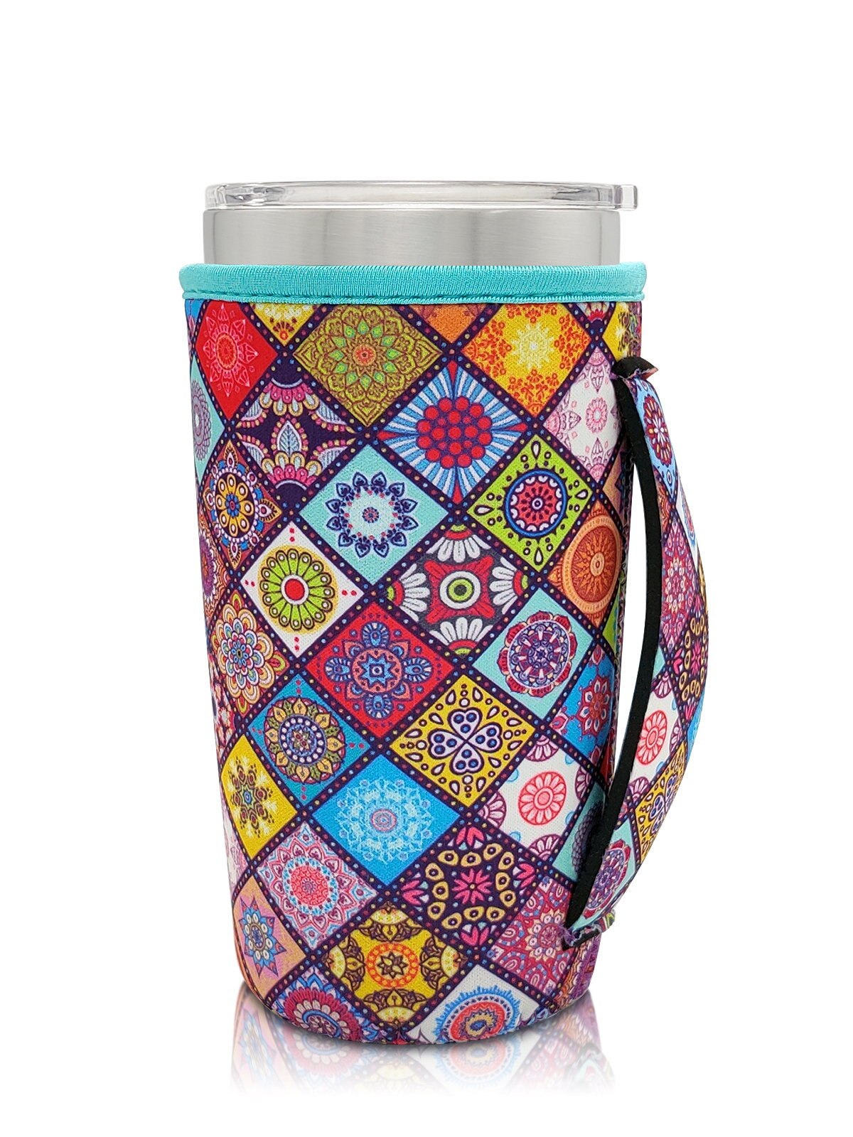 Reusable Iced Coffee Cup Sleeve Neoprene Insulated Sleeves Cup Cover Holder Idea for 20oz Tumbler Cup: Mandala