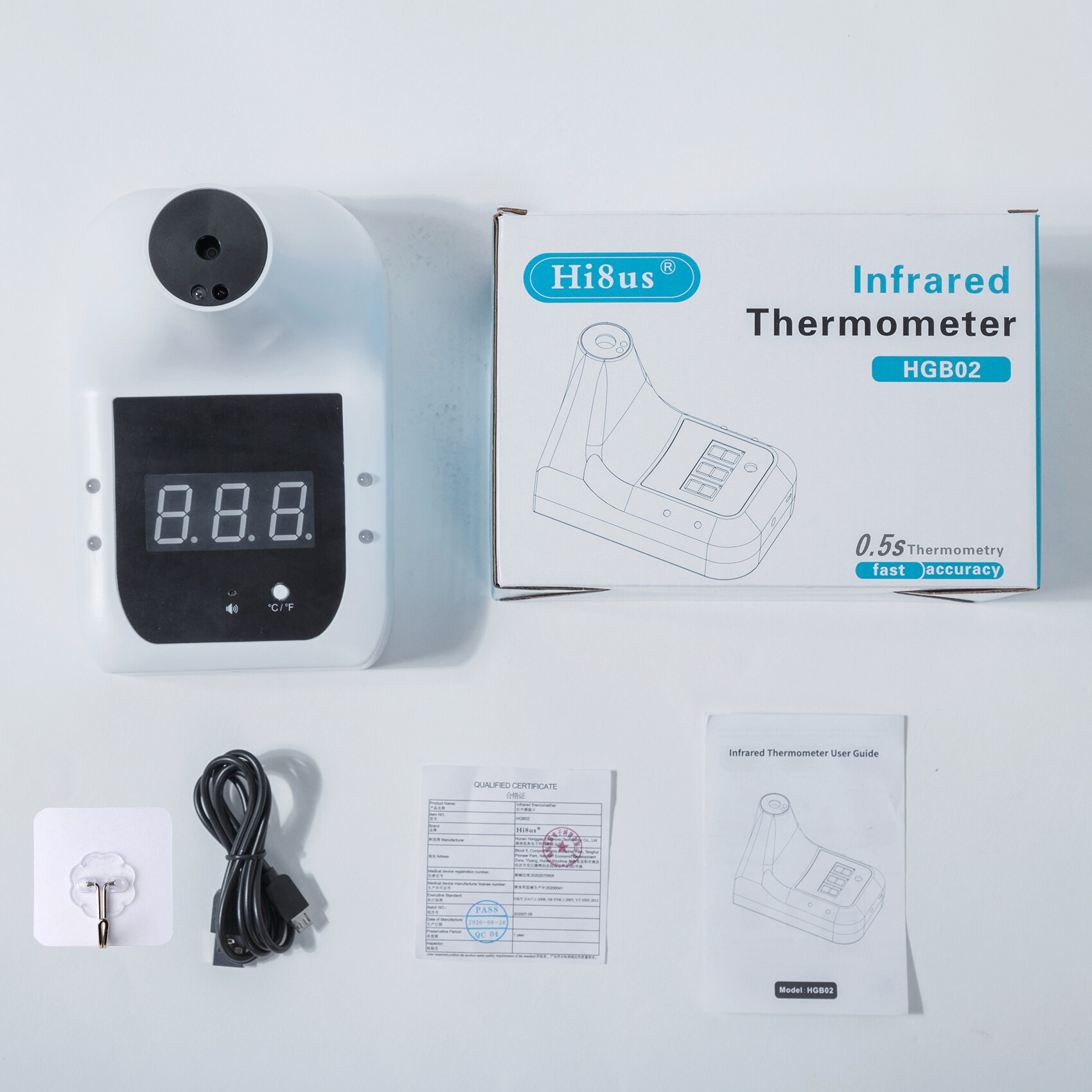 Non-Contact Digitale Infrarood Voorhoofd Thermometer Muur Gemonteerde Self-Service 0.5S Snelle Test Met Alarm Lcd display Voor Volwassenen