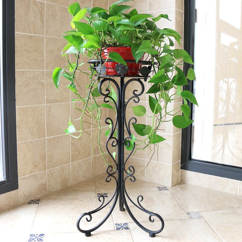 Flower stand flower pot rack single Floor type wrought iron European style indoor living room hanging orchid plant rack