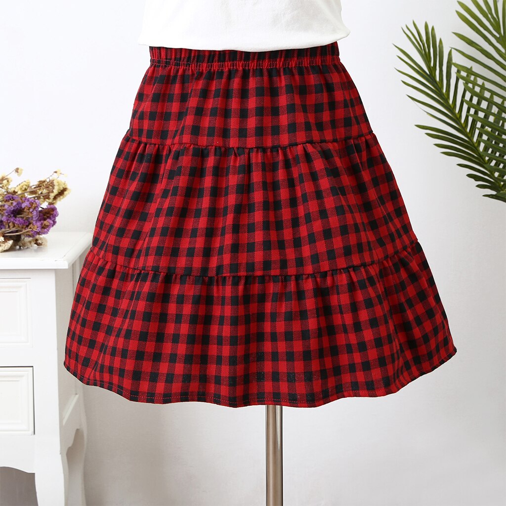 Summer 2-3 Years Baby Toddler Plaid Skirt Girls Kids 4-6 T Old Children's wear Princess Party Red Skirts: 4T