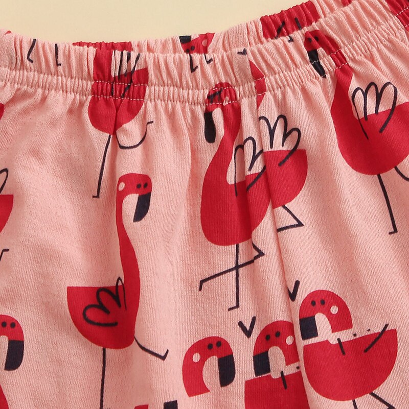 Meisjes Roze Homewear Pak Katoenen T-shirt Tops + Bloemen Gedrukt Shorts Pyjama Sets 2-9 Jaar