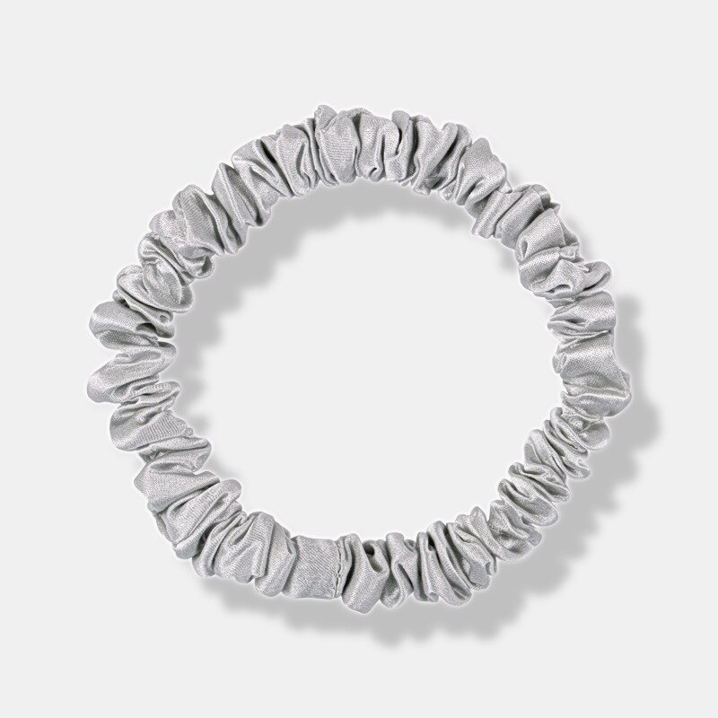 100% Echte Zijde 22 Momme Vrouwen Effen Chouchou Haarband 1Cm Brede Haarband Haaraccessoires Haarband Hoofdtooi Ladie: silver grey