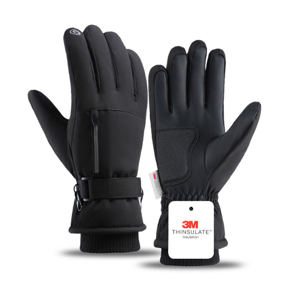Winter Ski Handschuhe 3M Kälte Beständig Schafe Wasserdicht Zehn Finger Touchscreen Handschuhe Verdickte Anti-Unterhose Reiten Handschuhe männer Frauen: Schwarz / M