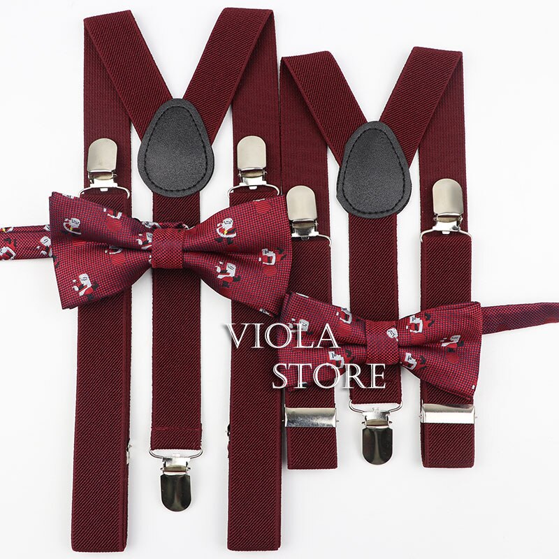 Christmas Year Suspender Bowtie Sets Men Women Boy Girl Kid Party Y-Back Shirt Braces Butterfly Belt Bow Tie Pants Accessory