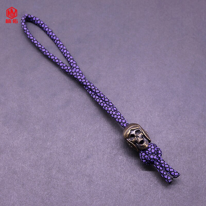 1PC Retro Brass Copper Knife Beads Paracord Beads Devil White Copper Lanyard Pendants Accessories: Purple