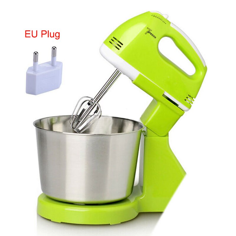 Automatisk 7 -trinns kake eggemikser blender elektrisk stå miksere deig krok visp visp håndholdt mel brød egg visp blender: Grønn eu-plugg