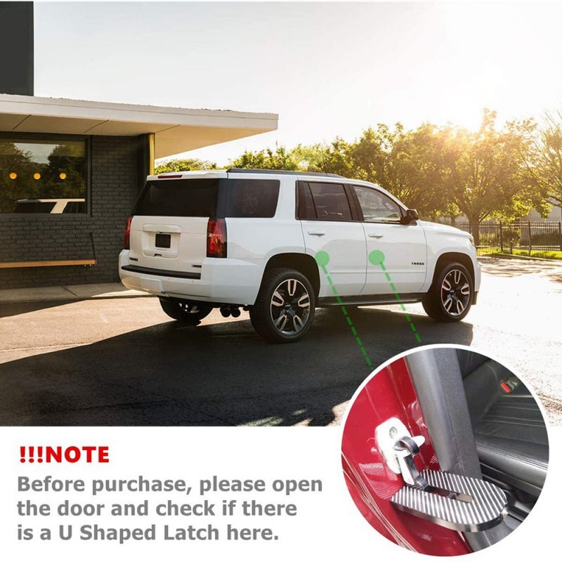 Mini Pedal Auxiliary Ladder Car Door Foldable Steps W/ Safety Hammer For Roof Bracket Or Roof Cleaning Black