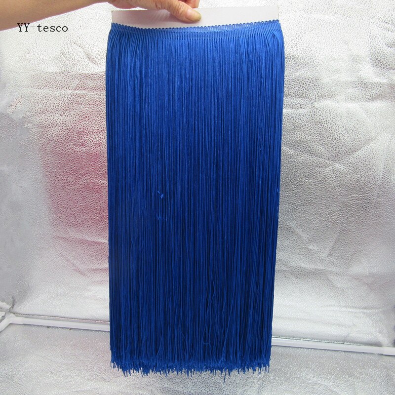 Yy-tesco 1 metrów 100 CM długi koronki Fringe wykończenia poliester Tassel Fringe przycinanie Latin sukienka etap ubrania akcesoria taśma koronkowa: Royal blue